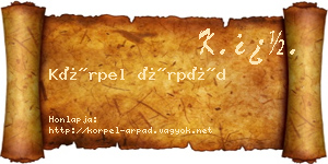 Körpel Árpád névjegykártya